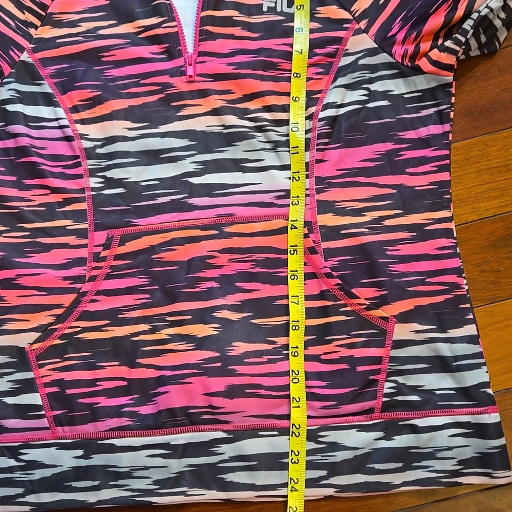 Fila Multicolor Hot Pink Zebra Quarter-Zip Running Pullover - Large